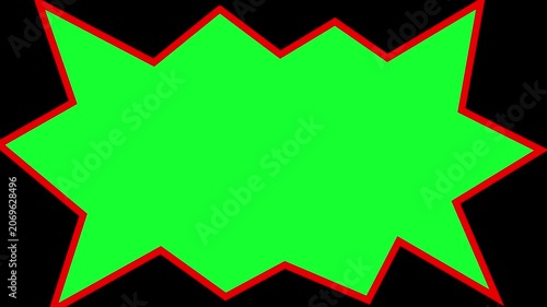 Comic Action Explosion Shape with Green Screen Center and Red Border.