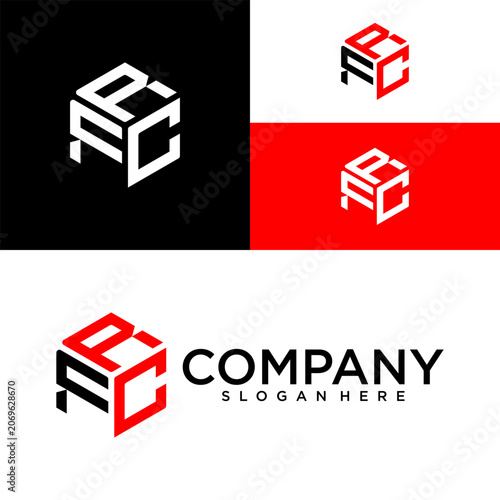 Foto Geometric alphabet letter F R C logo symbol for company