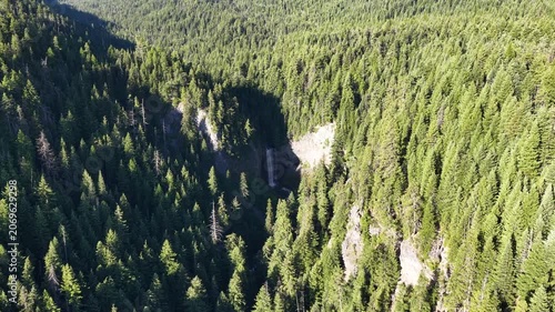 The picturesque Tamawanas Falls is surrounded by Mt. Hood National Forest which spans all the way to the Columbia River Gorge in Oregon. This scenic area, near Portland, offers year-round recreation.