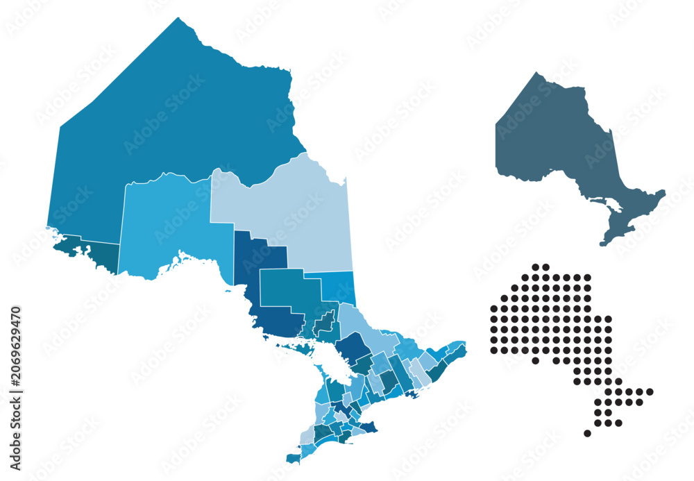 Fototapeta premium Set maps of Ontario state