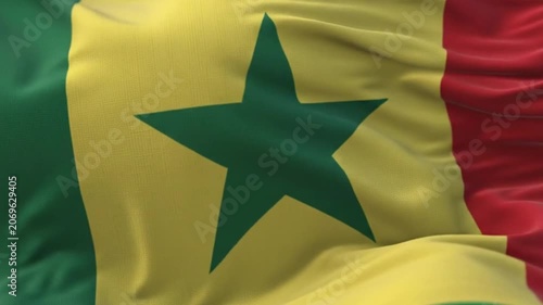 Waving flag of senegal against a green background