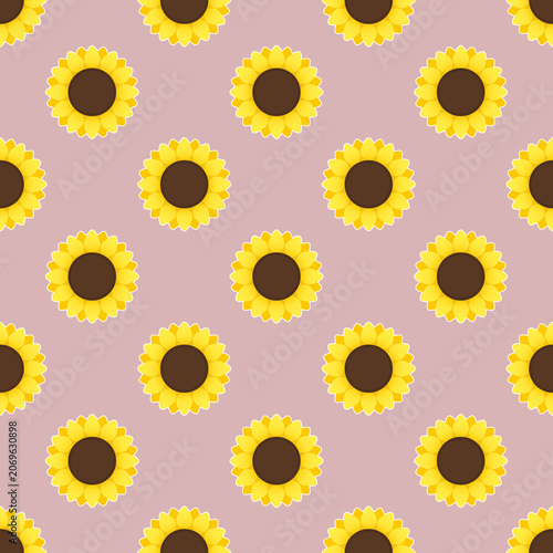 Seamless Sunflower Pattern Background in Dusty Pink
