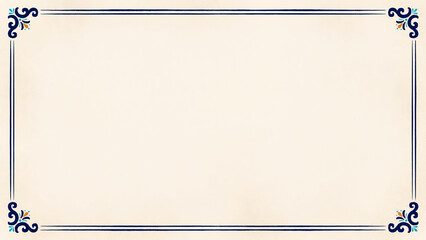 Decorative blue framed beige certificate background ornate colorful corner flourishes