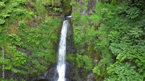 Pistyll Rhaeadr waterfall in Snowdonia National Park from above
