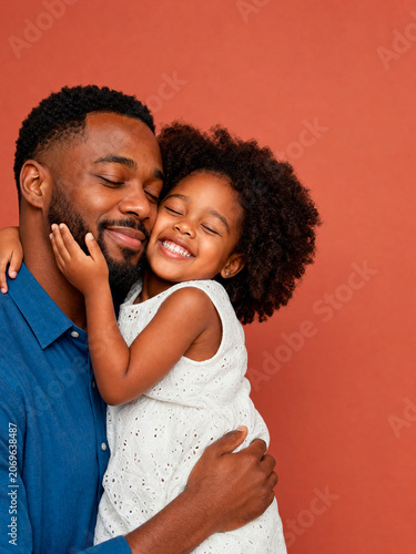 Father Hugging Daughter Loving Family Portrait