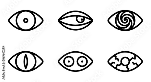 Tableau sur toile Abstract Eye Icons Set, Surreal Vision Symbols, Creative Optical Graphics, Minim