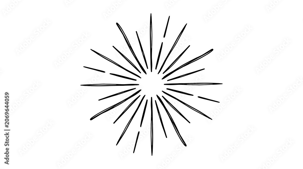 Fototapeta premium Hand Drawn Sunburst Starburst Explosion Effect Isolated on White Background