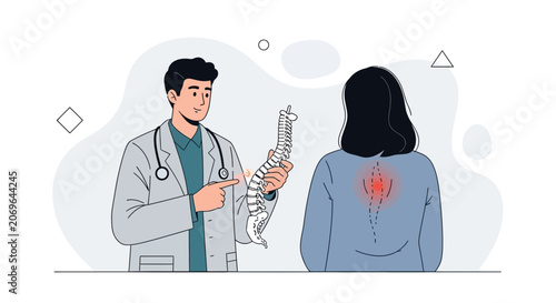 Doctor Explains Spinal Health to Patient Experiencing Back Pain