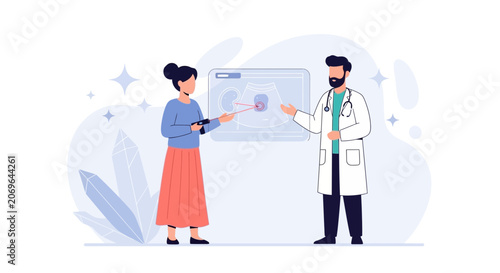 Doctor Explains Ultrasound Scan of Kidneys to Patient - Medical Consultation and Diagnosis