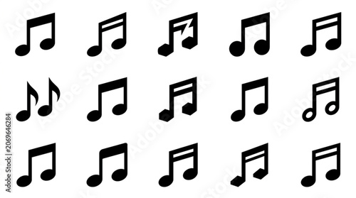 Tableau sur toile Collection of Musical Notes Symbols Isolated on White Background.