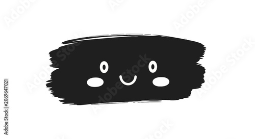 Smiling black paint brush stroke face.