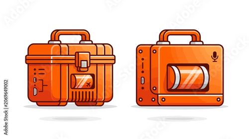 Orange Suitcase Luggage Travel Bag.
