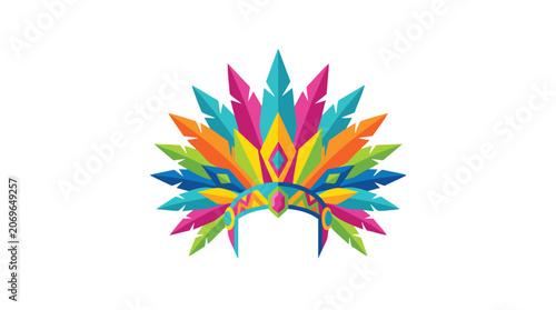 Colorful Carnival Feathered Headdress Vector Illustration