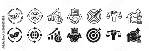Fotografie Corporate social responsibility icon set