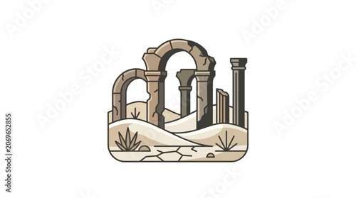 Ancient stone arches and columns standing.