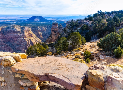 Fotografía Native American Petroglyph  Carved Into Flat Stone at The Observation Deck of Th