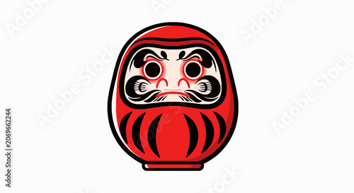 Daruma doll, traditional japanese lucky charm, red figurine with blank eyes