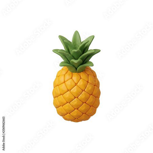 Fresh Pineapple Fruit Isolated on White.