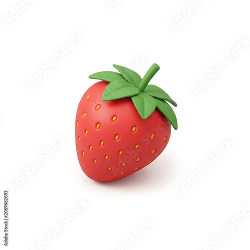 Fresh red strawberry fruit single object.