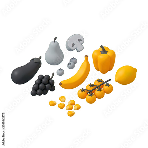 Variety of fresh colorful fruits together.