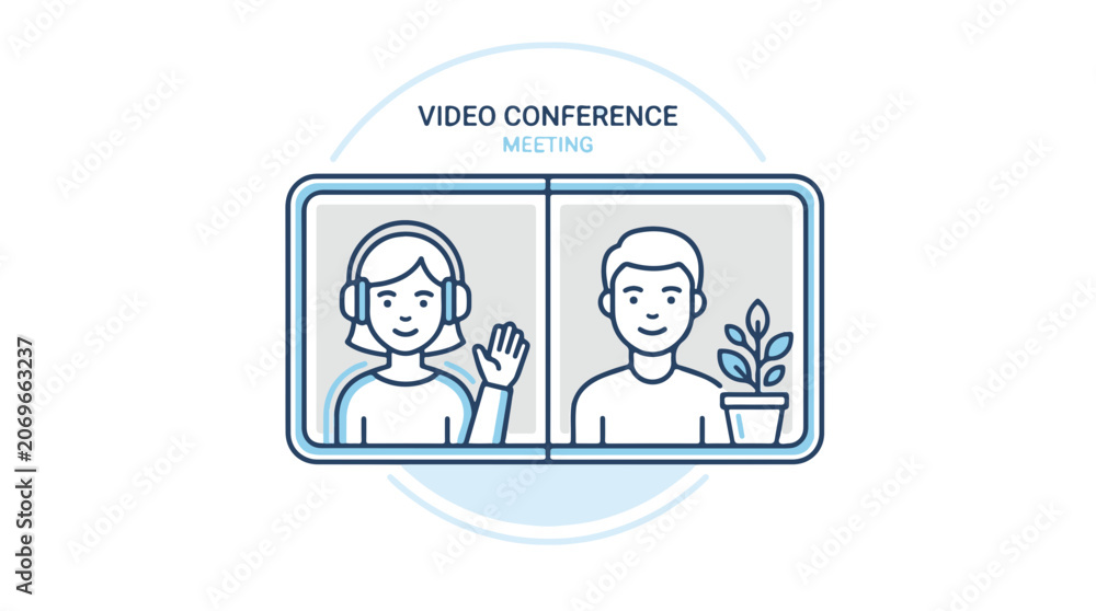 Fototapeta premium Video Conference Meeting with Diverse People Collaborating Online Remotely