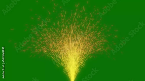 Animated Yellow Light Sparks Fountain Isolated on Green Screen Chroma Key