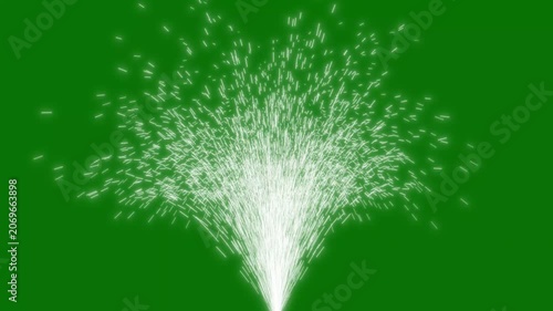 Animated White Light Sparks Fountain Isolated on Green Screen Chroma Key