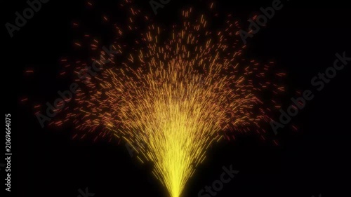 Golden Sparkler Fountain Pyro Effect Loop on Black Background