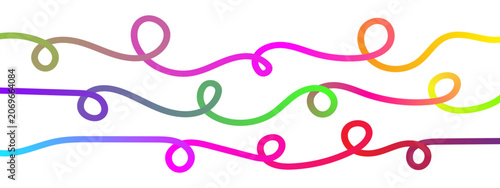 Swirl Color Gradient Lines. Vector Abstract Seamless Rainbow Ribbons.