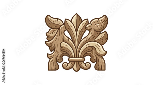 Ornate Golden Leaf Design Element.