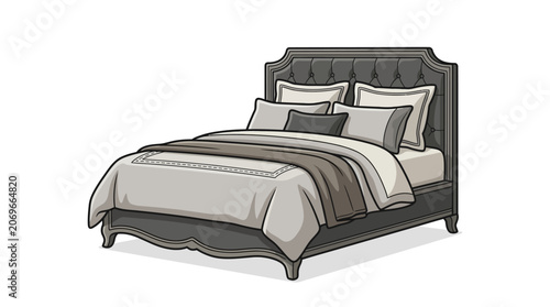 Modern Bedroom Bed with Comfortable Pillows.