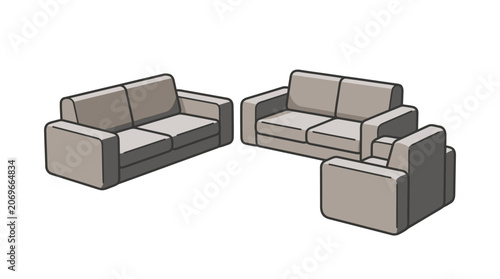 Modern gray sectional sofa set.