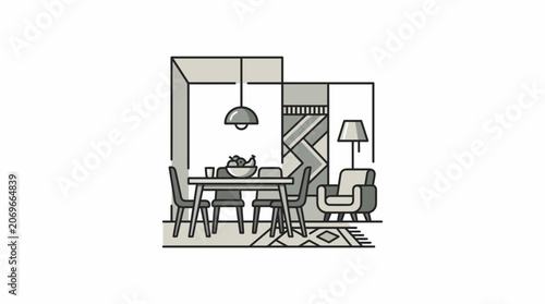 Modern Furniture Dining Room Interior.