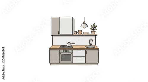 Modern Kitchen Counter and Sink Area.