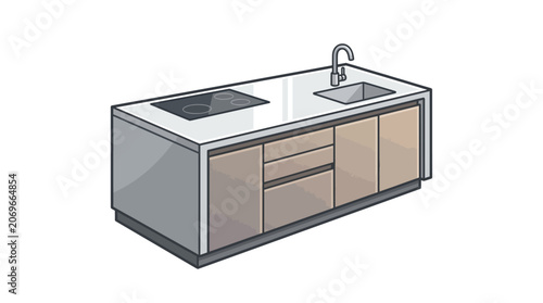 Modern kitchen island with sink.
