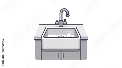 Modern kitchen sink with faucet.