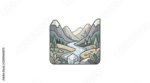 Mountain landscape with a river.