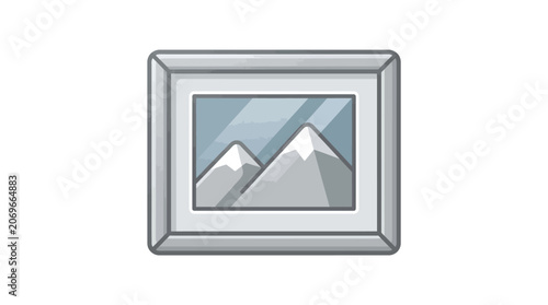 Mountain peaks in a frame picture.