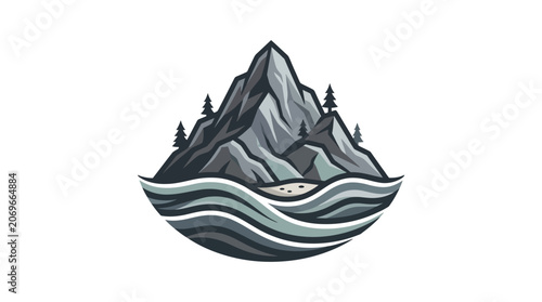 Mountain Landscape With Pine Trees.