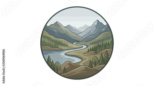 Mountain range with a river.