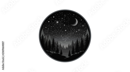 Night Sky Scene on a Badge.