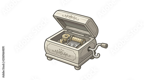 Music box with open lid.