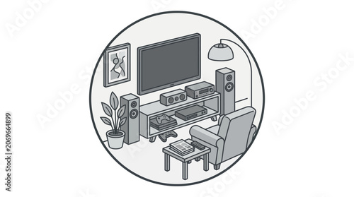 Office Workspace With Computer Desk.