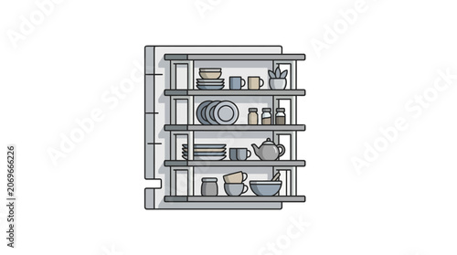 Secure metal safe with shelves.