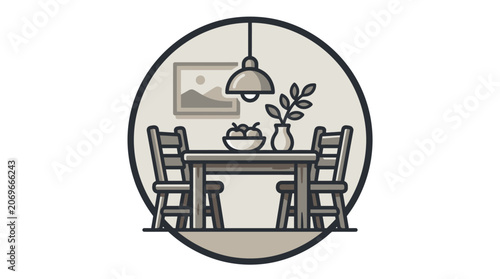 Simple illustration of a dining table.