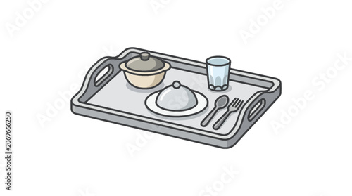 Simple hospital meal tray with food.