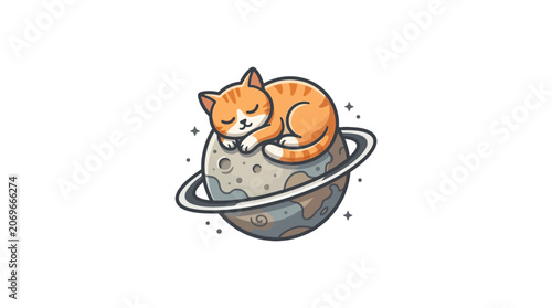 Sleeping Orange Cat on Planet.