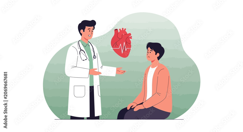 Fototapeta premium Doctor Explains Heart Health to Patient, Medical Consultation Concept