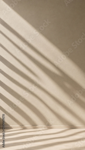 Minimal Beige Wall with Window Light and Shadow Background