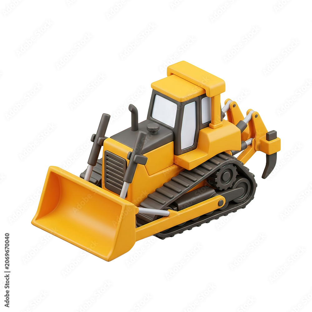 Obraz premium Yellow toy bulldozer with black tracks 2.